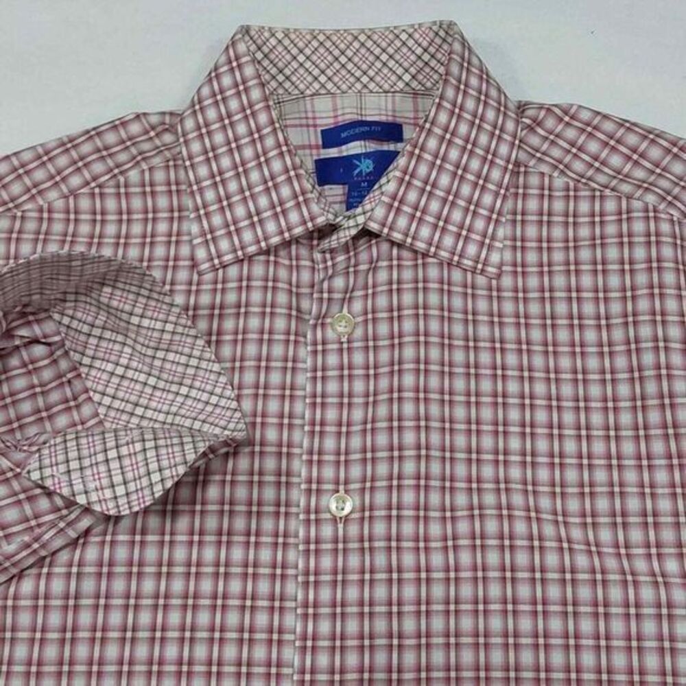Men's EGARA Modern Fit Plaid Long Sleeve Dress Shirt Size Medium